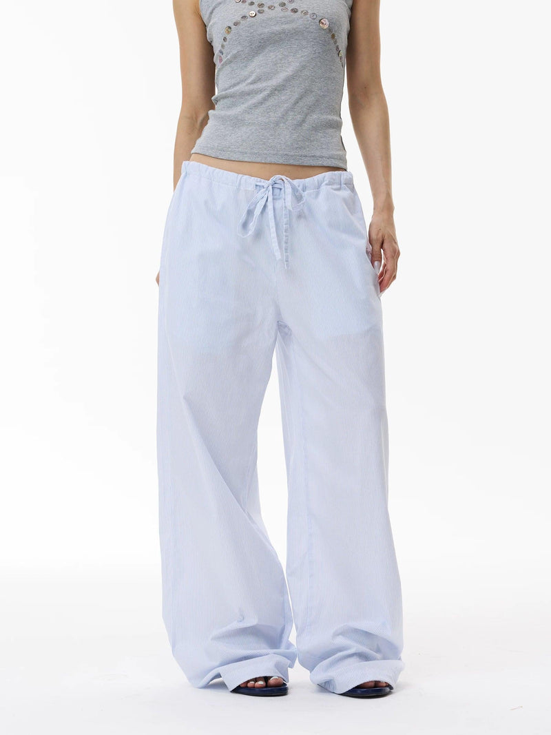 Causal Drawstring Striped Pants