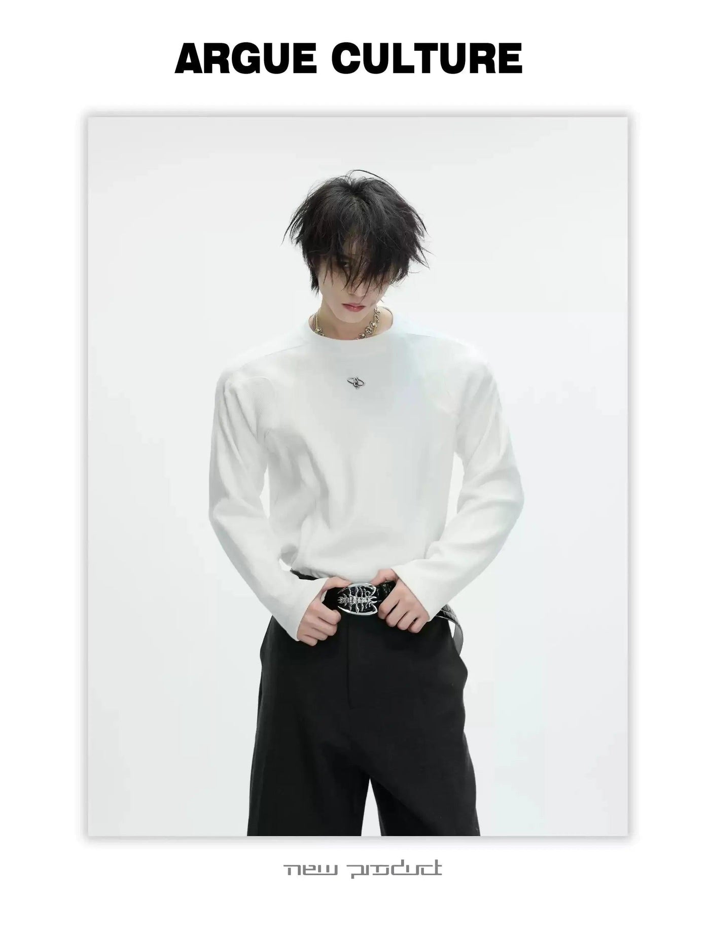 Textured Spliced Long Sleeve T-Shirt