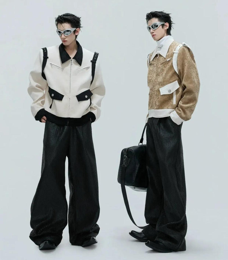 Multiple Details Contrast Spliced Jacket