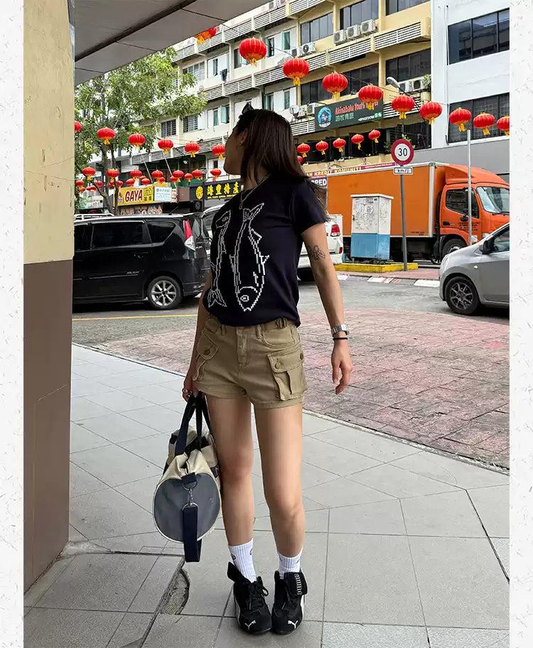 Cargo Style Denim Shorts