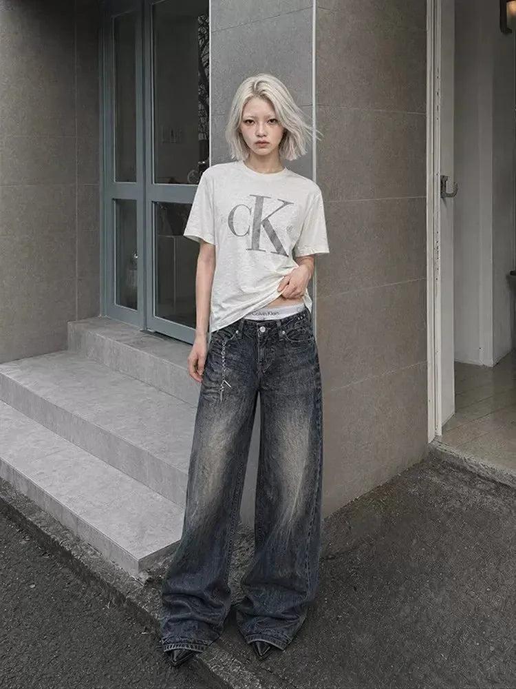 Washed Slogan Print T-Shirt
