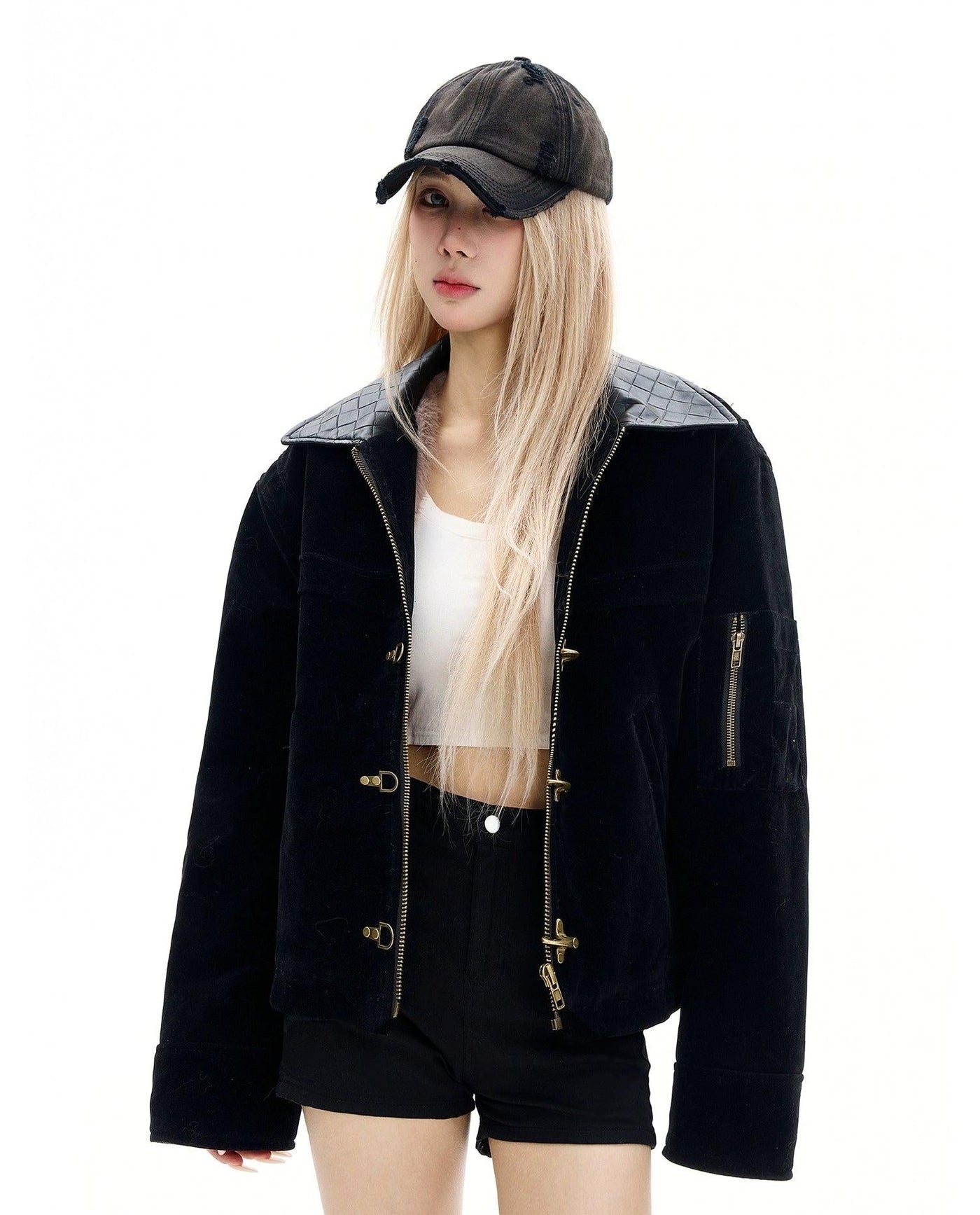 Woven Collar Fireman Clasp Jacket