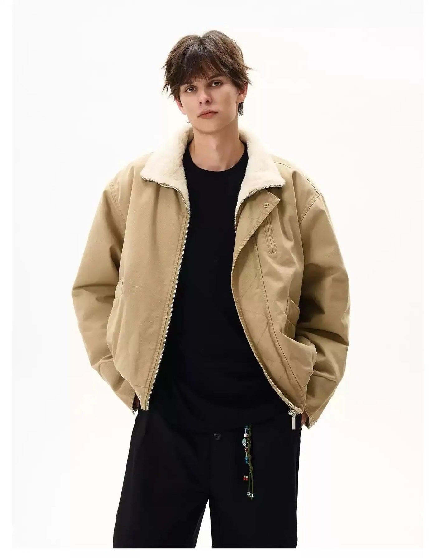 Fur Lined Stand Collar Barn Jacket