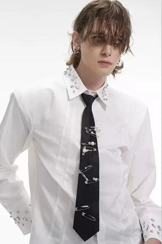 Scattered Safety Pins Tie
