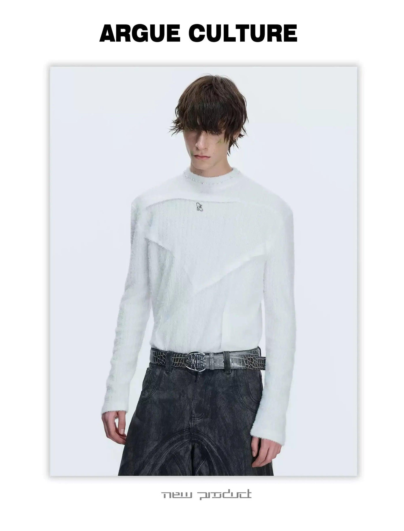 Embossed Lines Slim Fit Sweater
