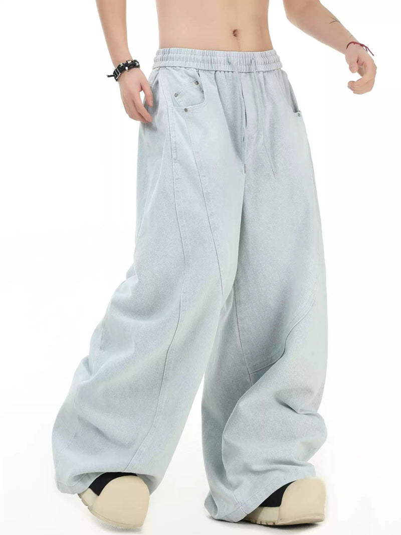 Gartered Washed Drawstring Jeans