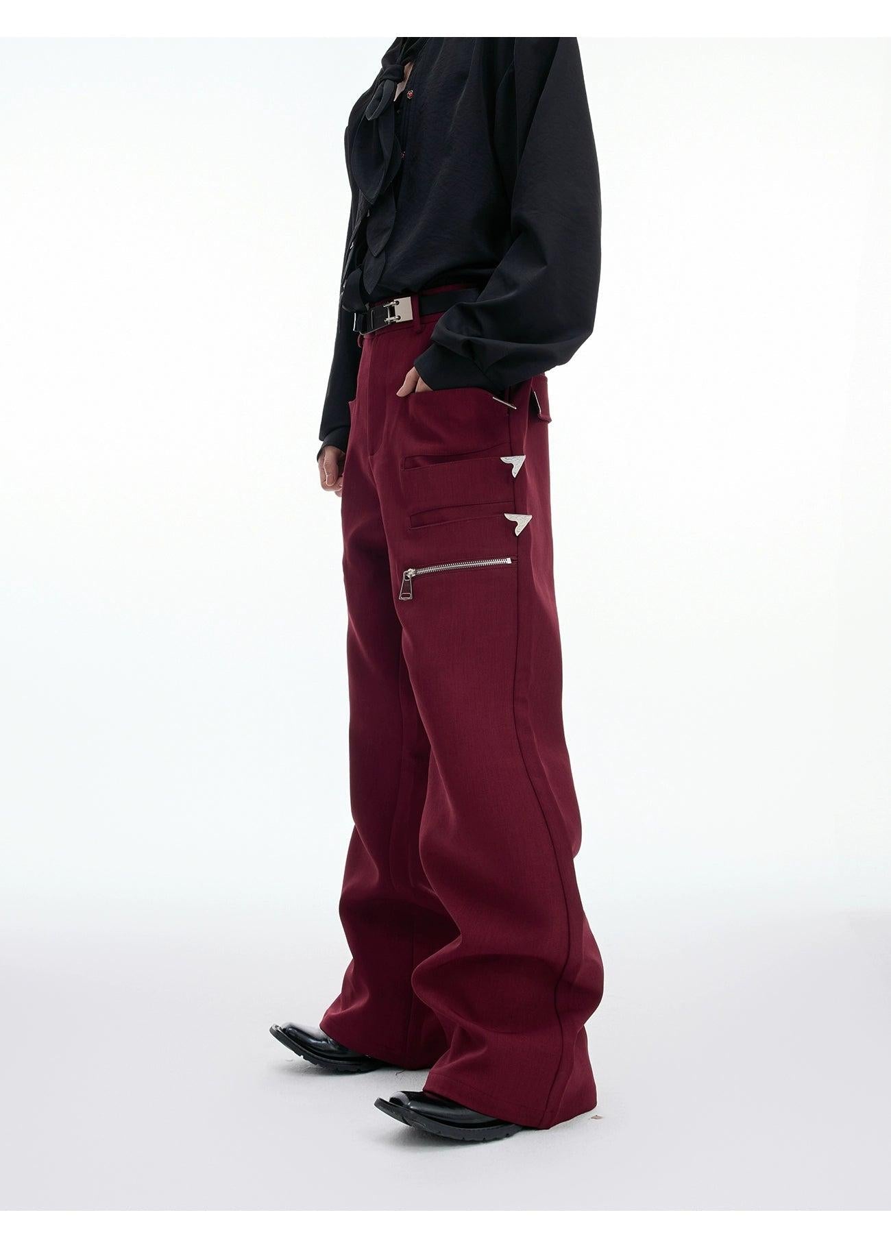 Chic Metallic Pocket Flared Pants