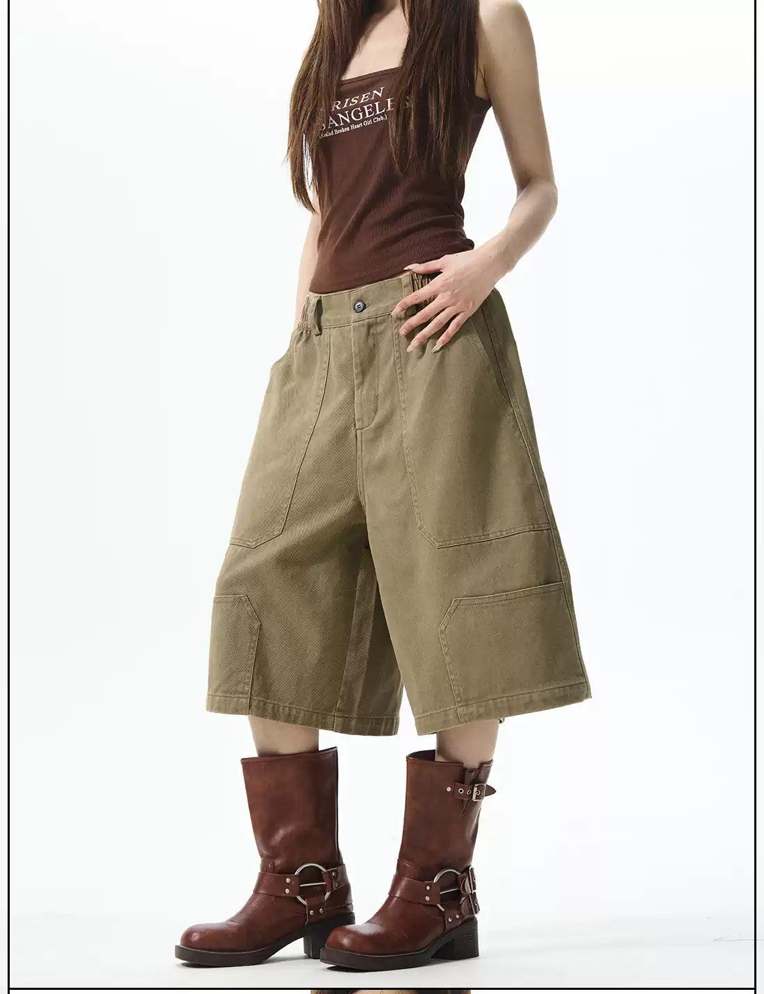Chic Pocket Elastic Waist Cargo Shorts