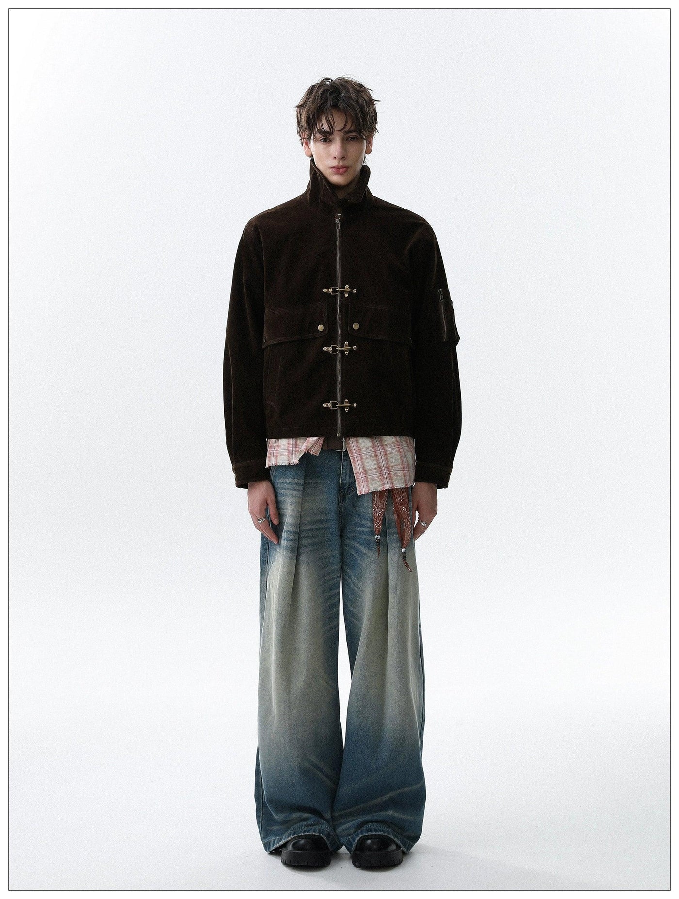 Micro Suede Fireman Clasp Jacket