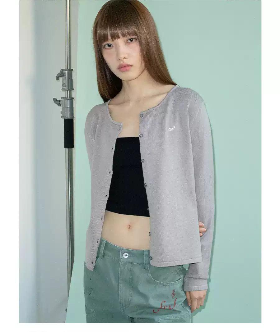 Plain Color Slim Fit Cardigan