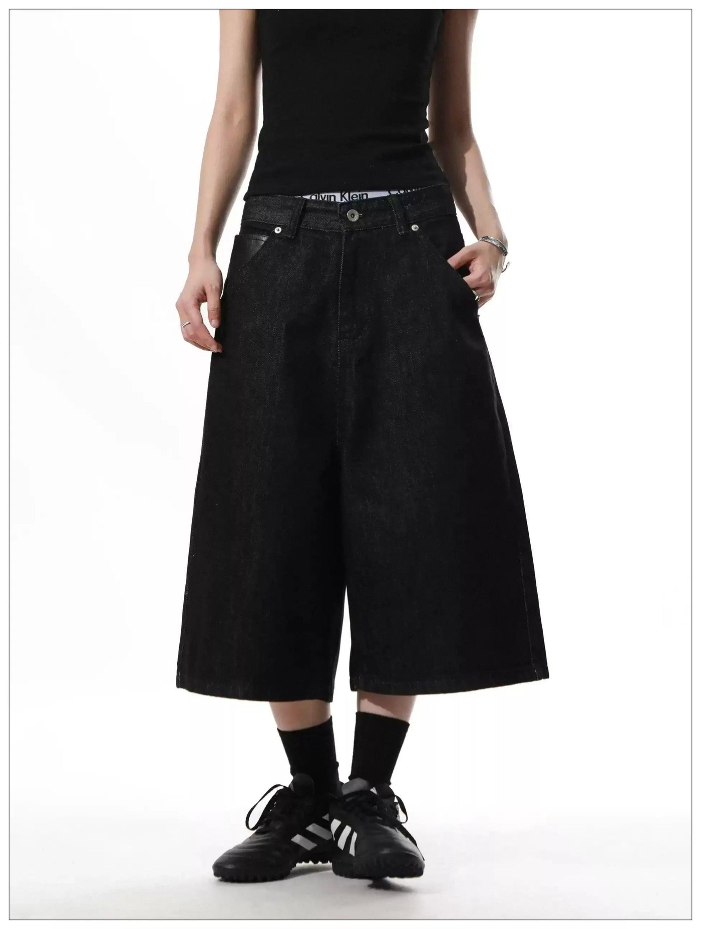 Retro Wide Leg Denim Shorts