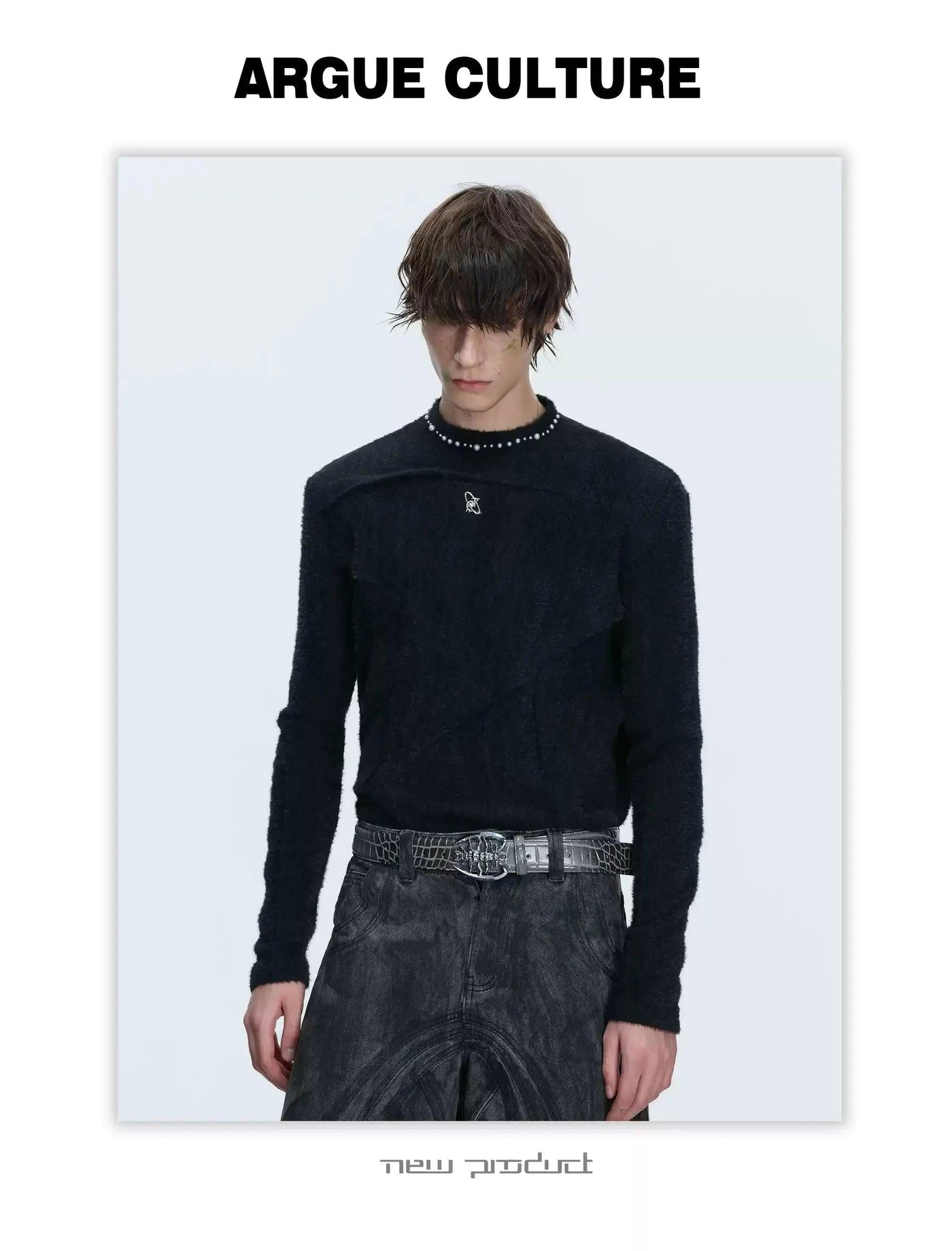 Embossed Lines Slim Fit Sweater