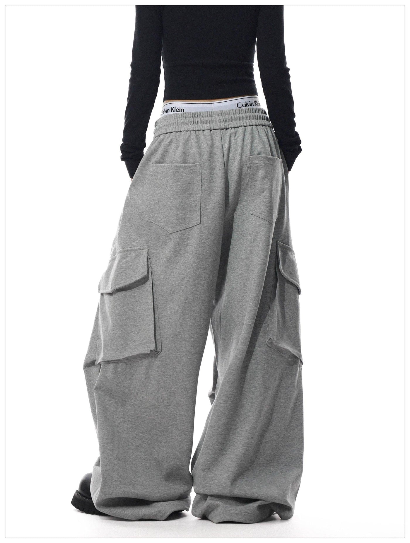 Drawstring Side Pocket Oversized Fit Sweatpants