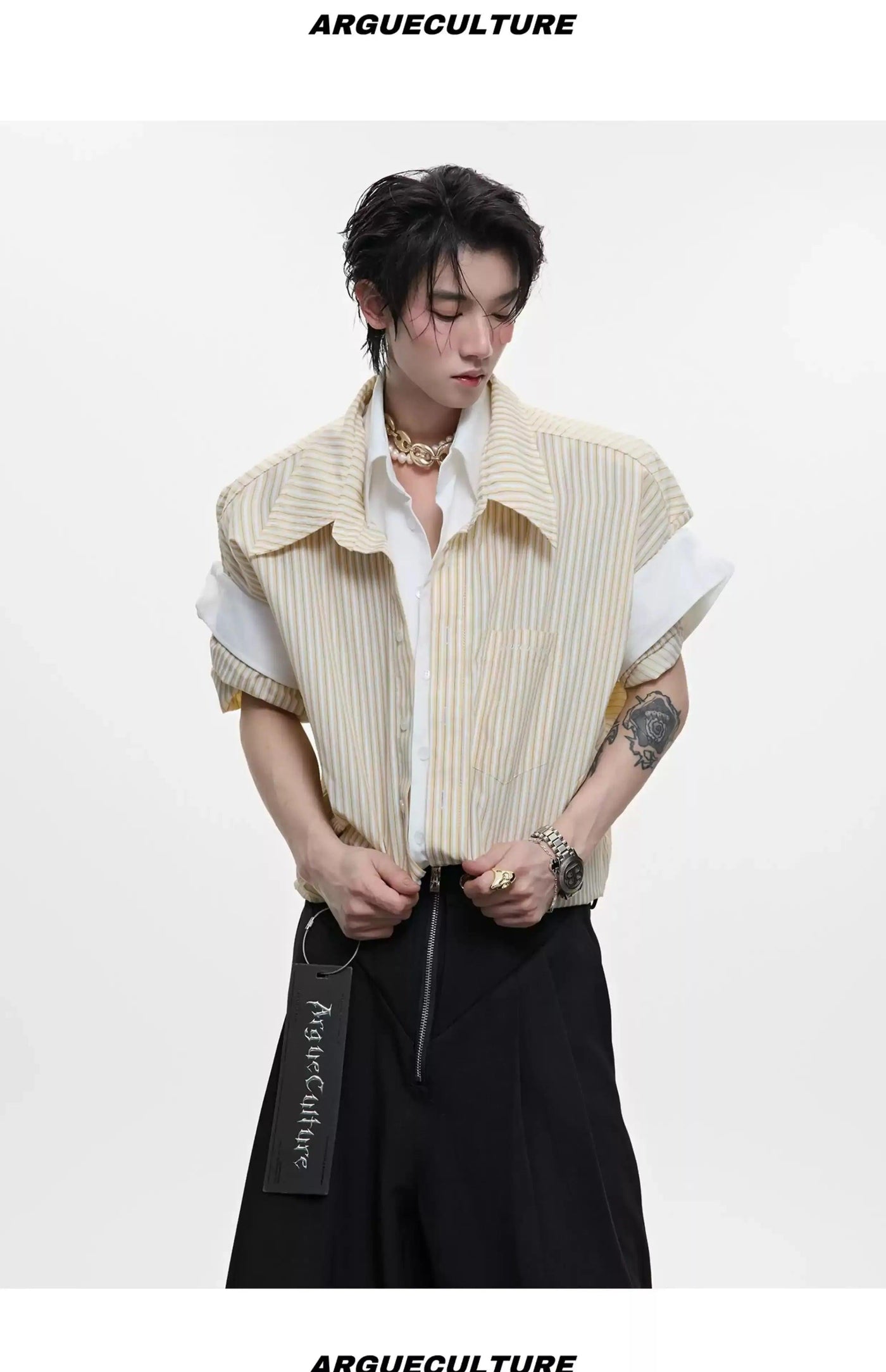 Structured Stripe Layered Shirt