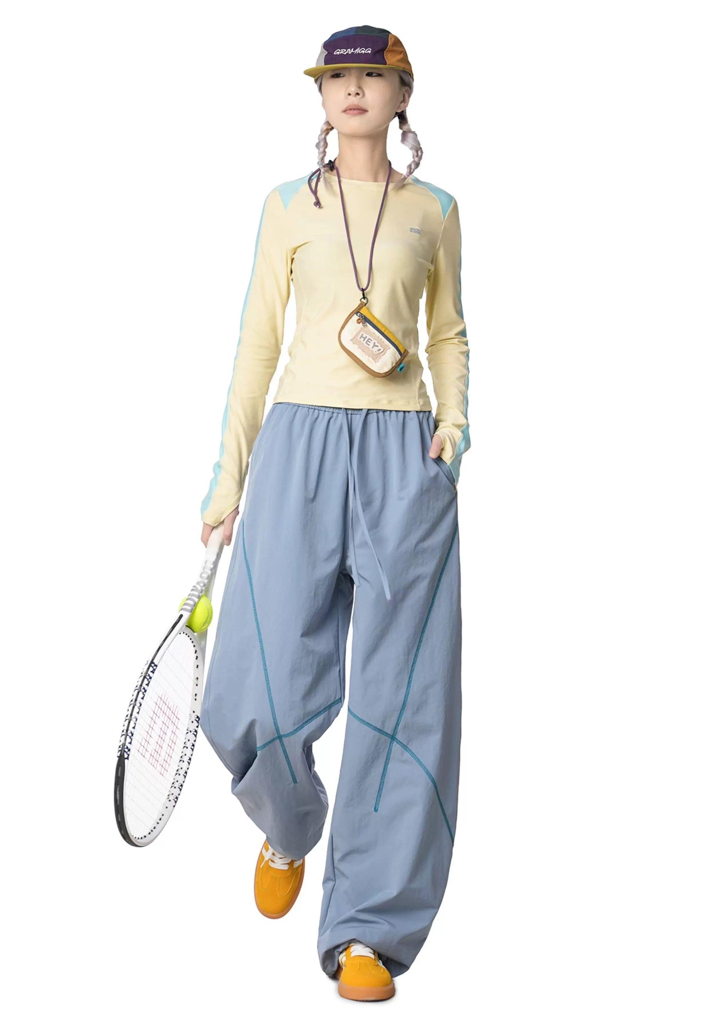 Coverstitched Wide Leg Track Pants