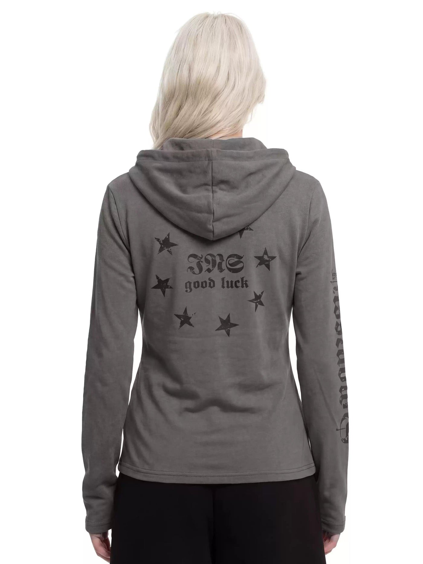 Graphic Print Slim Fit Half-Buttoned Hoodie