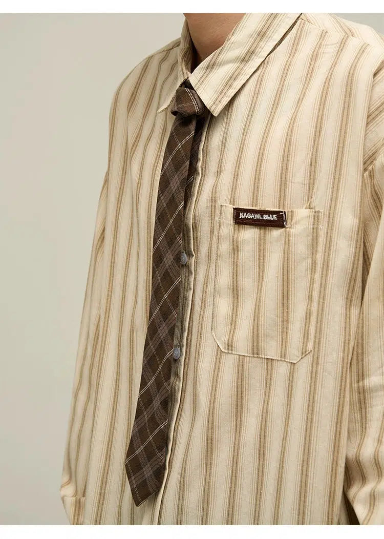 Vintage Stripes Short & Long Sleeves Shirt Set