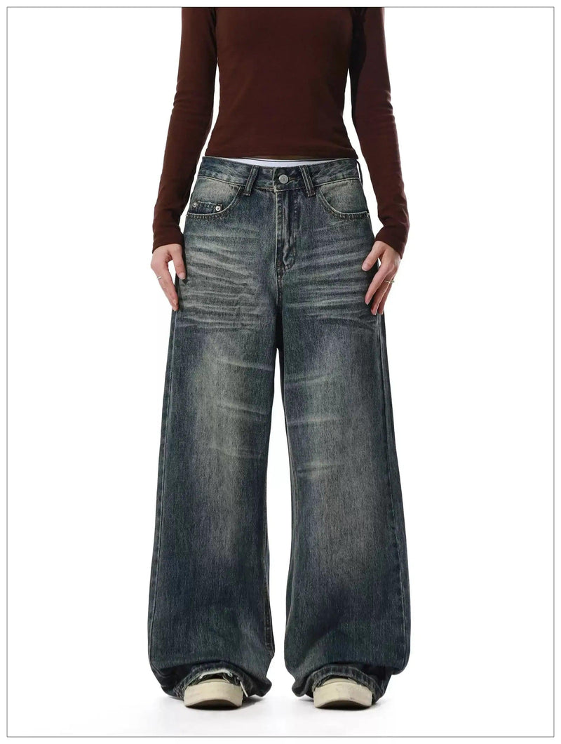Faded Whiskers Straight Leg Jeans