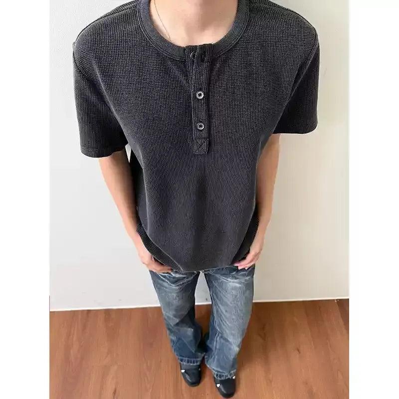 Waffle Textured Henley T-Shirt