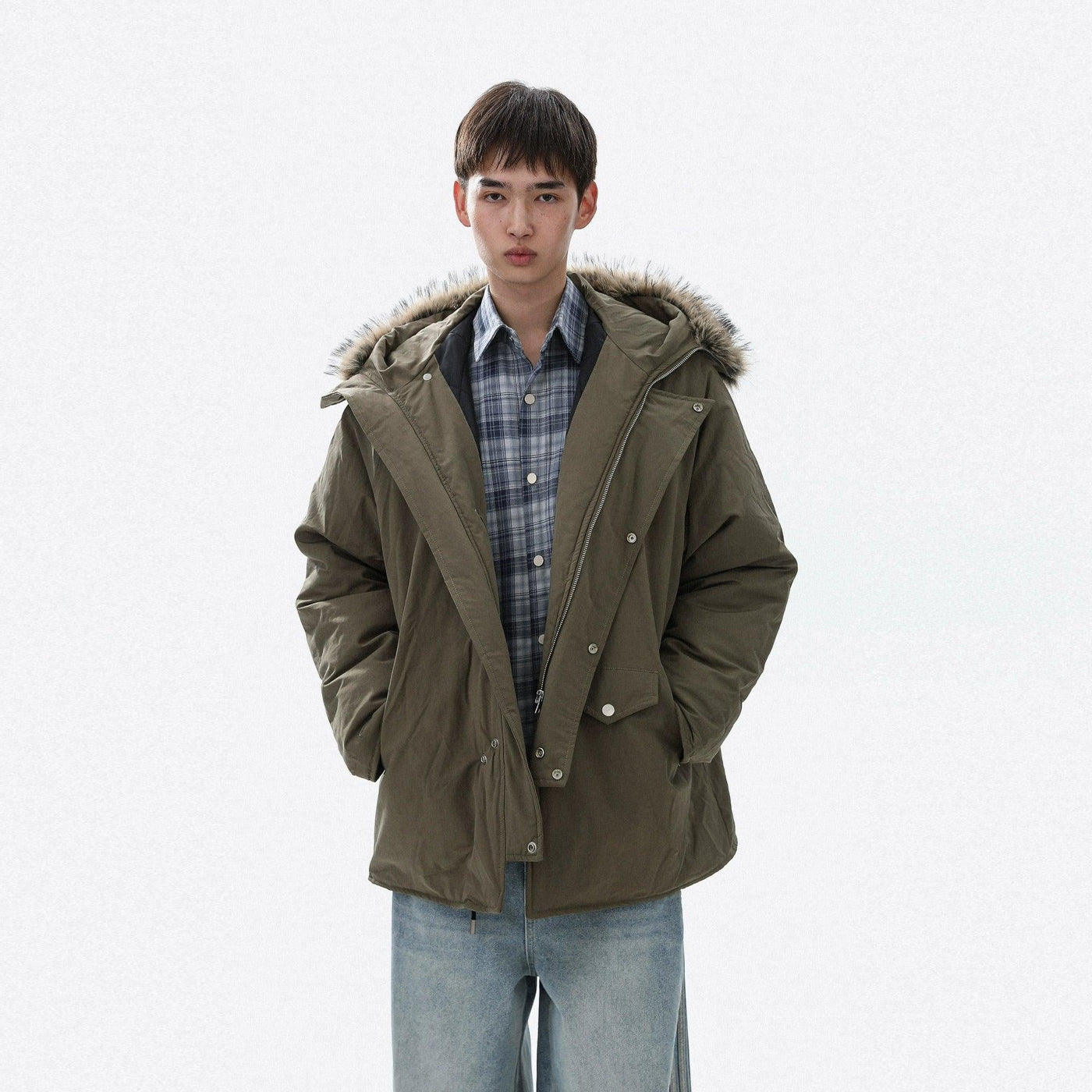 Fur Hooded Utility Jacket