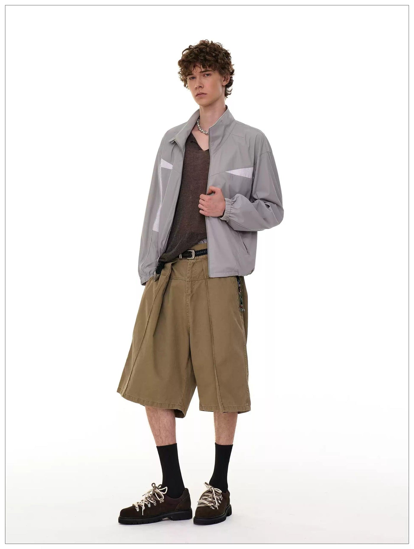 Contrast Spliced Nylon Jacket