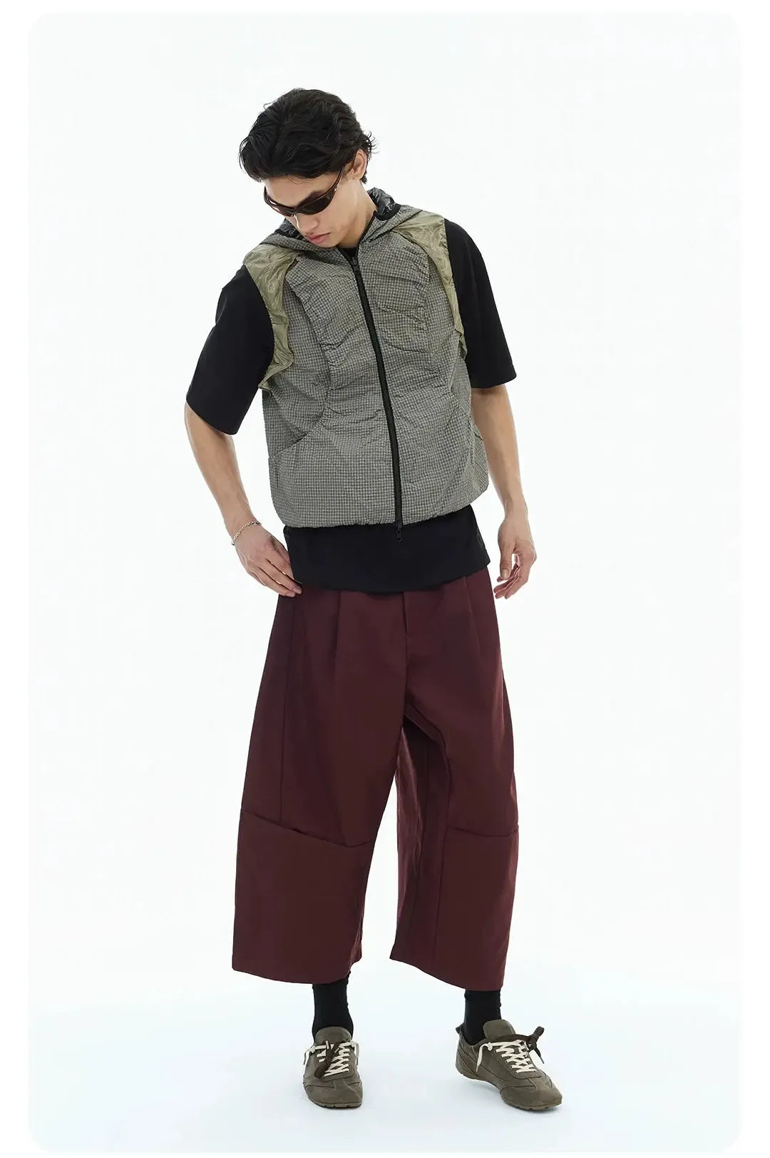 Spliced Detail Wide Leg Shorts