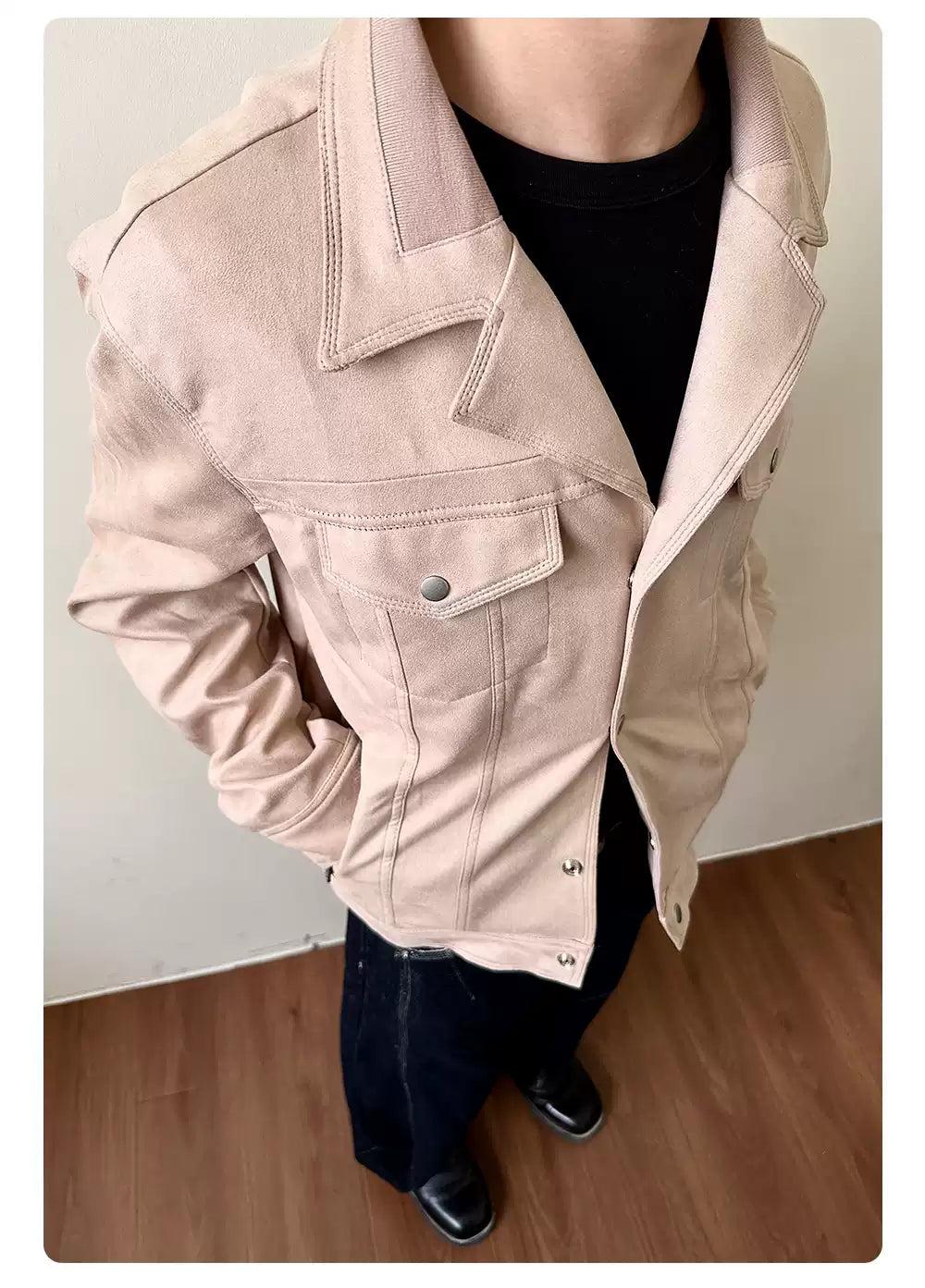 Buttoned Mini Pockets PU Leather Jacket