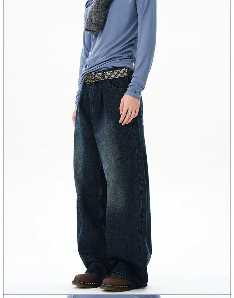 Faded Sickle Shape Jeans