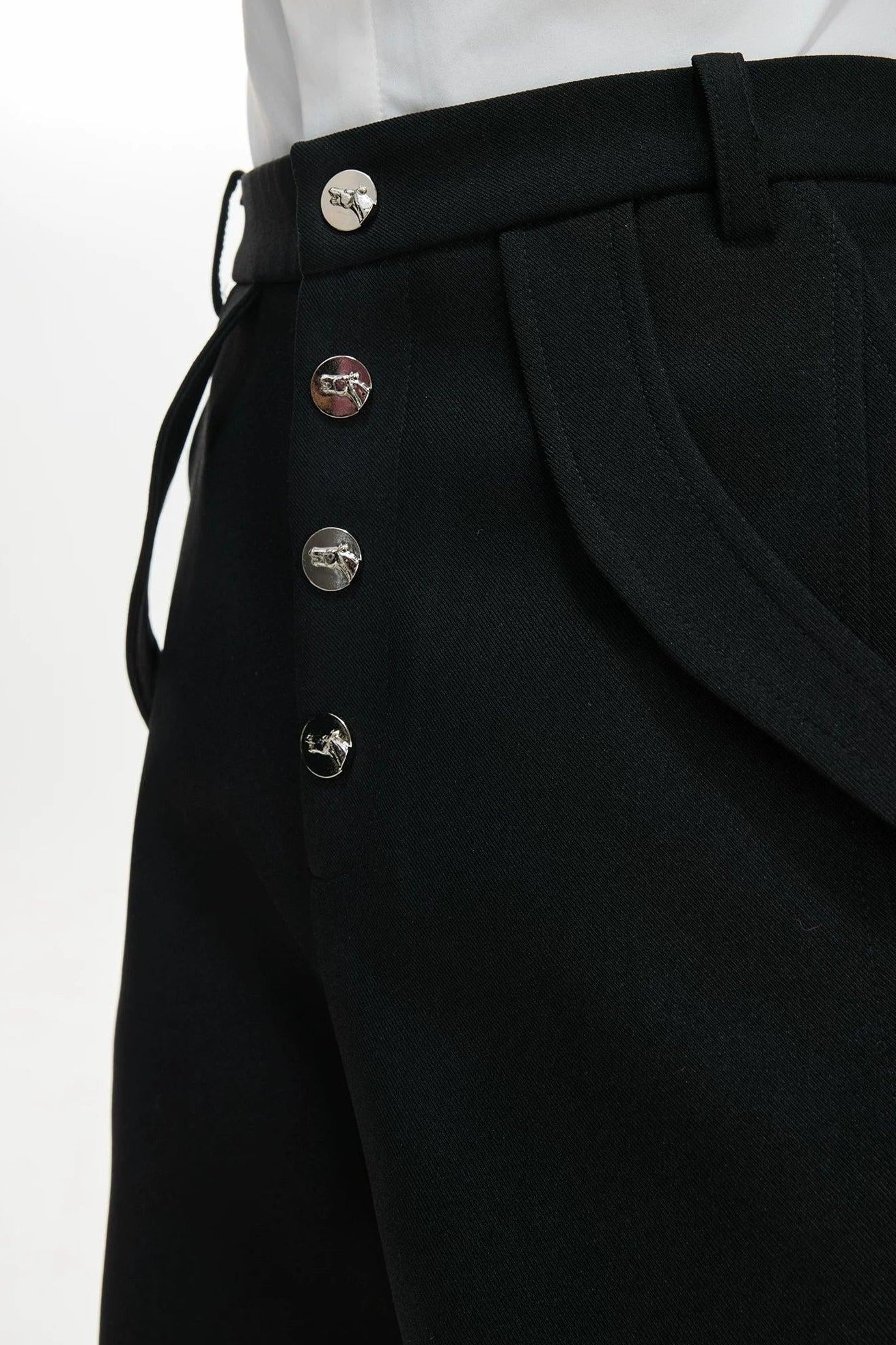 Decorated Buttons Structured Flare Pants