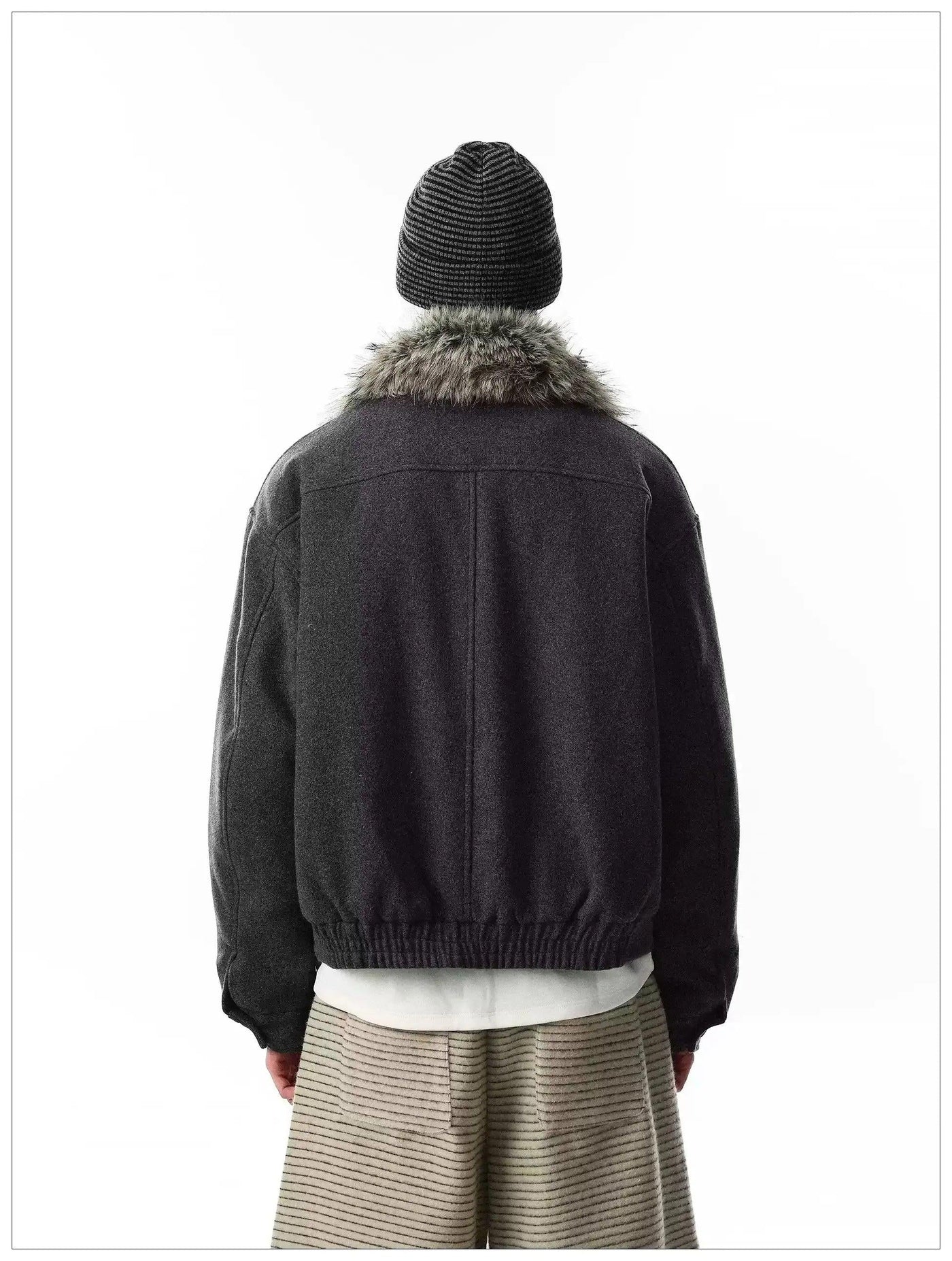Faux Fur Collar Big Pockets Jacket