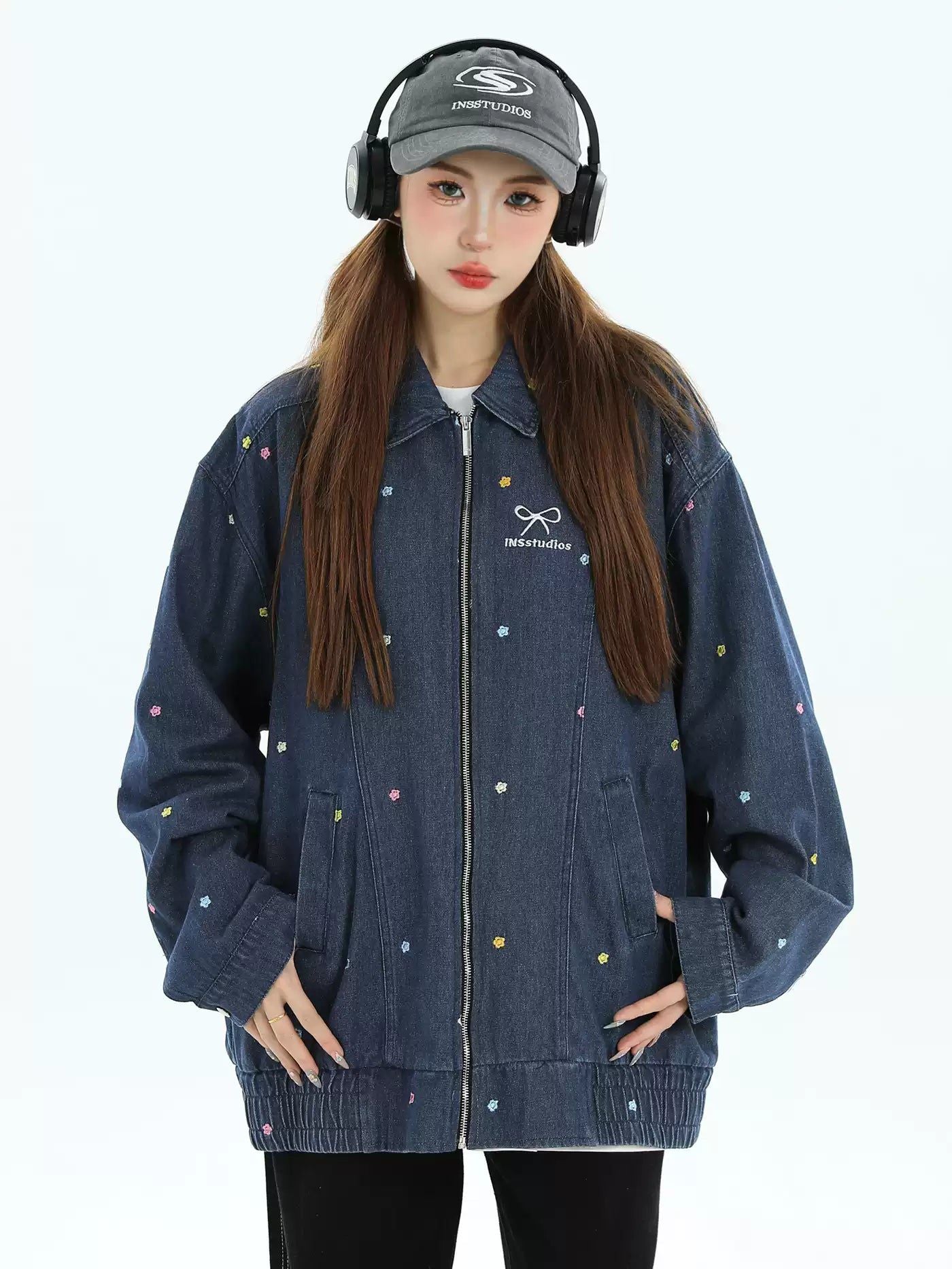 Tiny Scattered Flowers Denim Jacket