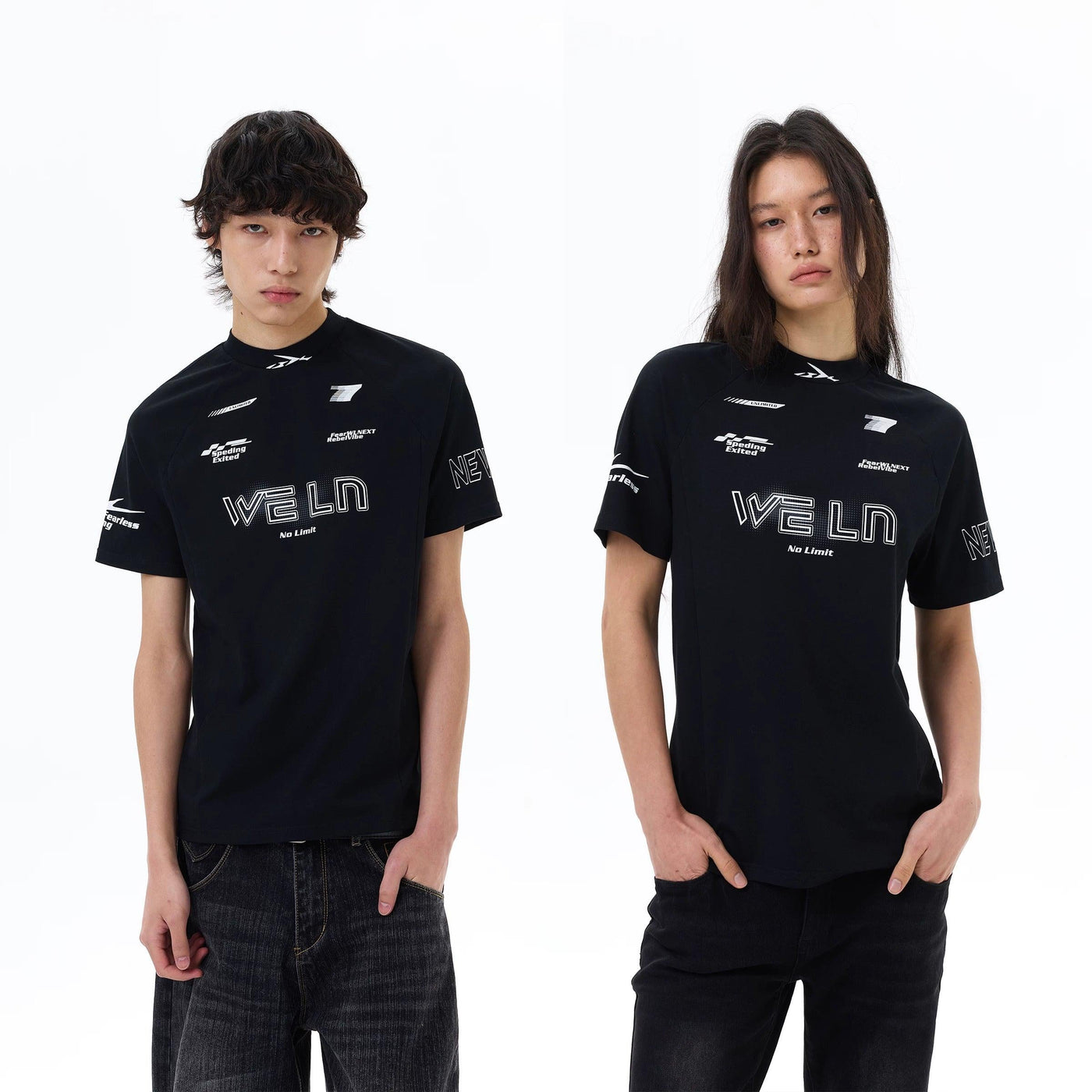 Logo Print Racing Style T-Shirt