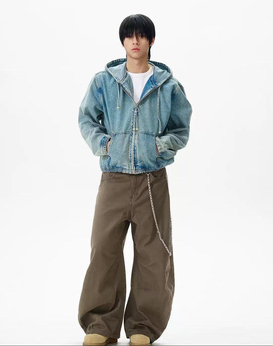 Buttoned Workwear Washed Jeans