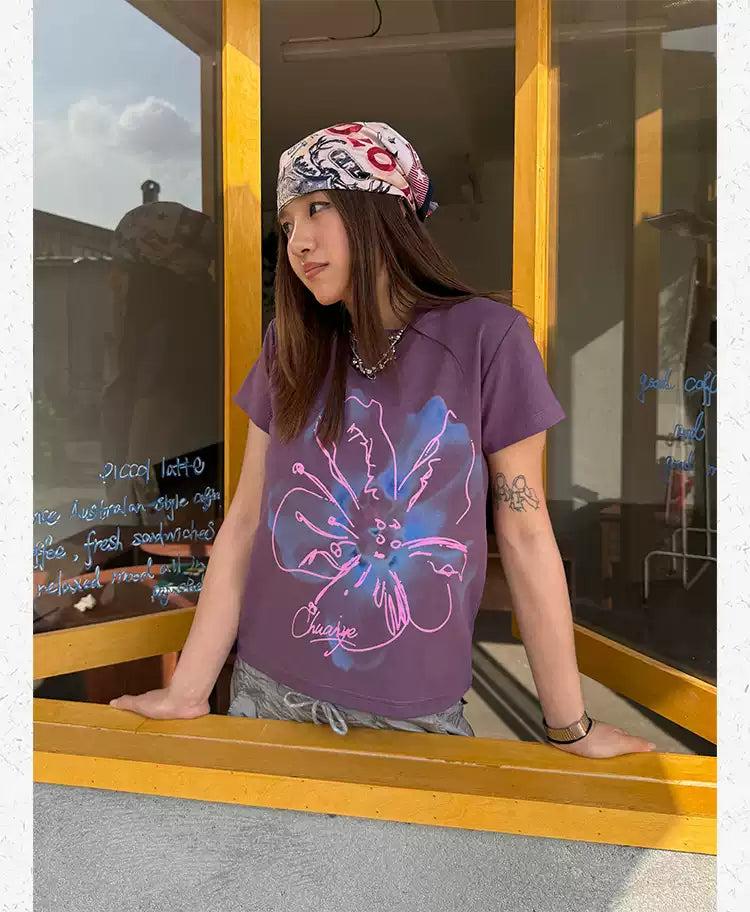 Layered Flower Casual T-Shirt