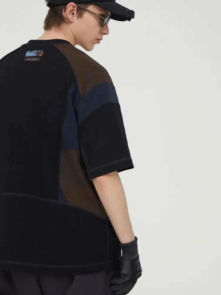 Contrast Spliced Short Sleeve T-shirt