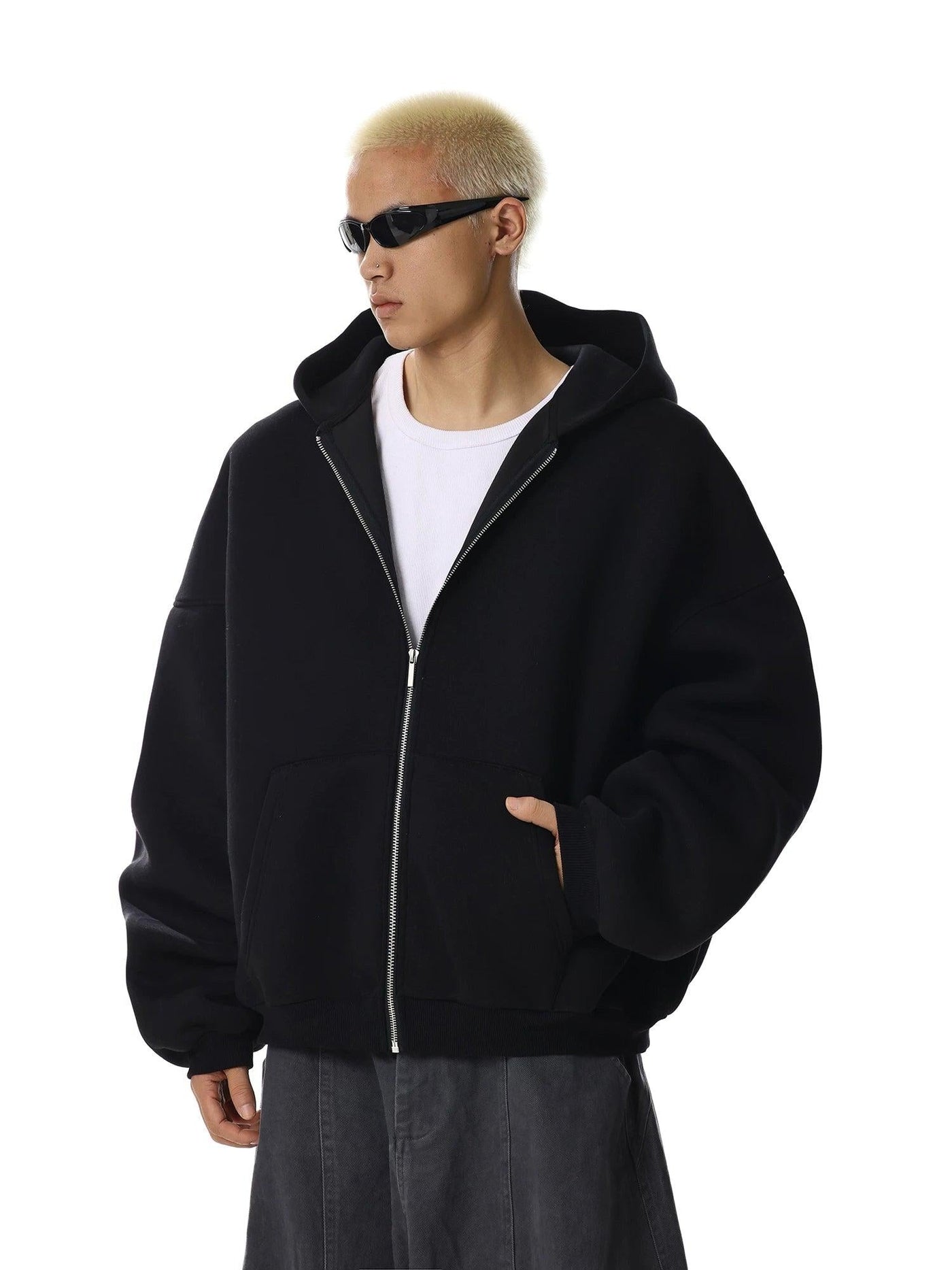 Oversized Wash Zip-Up Hoodie