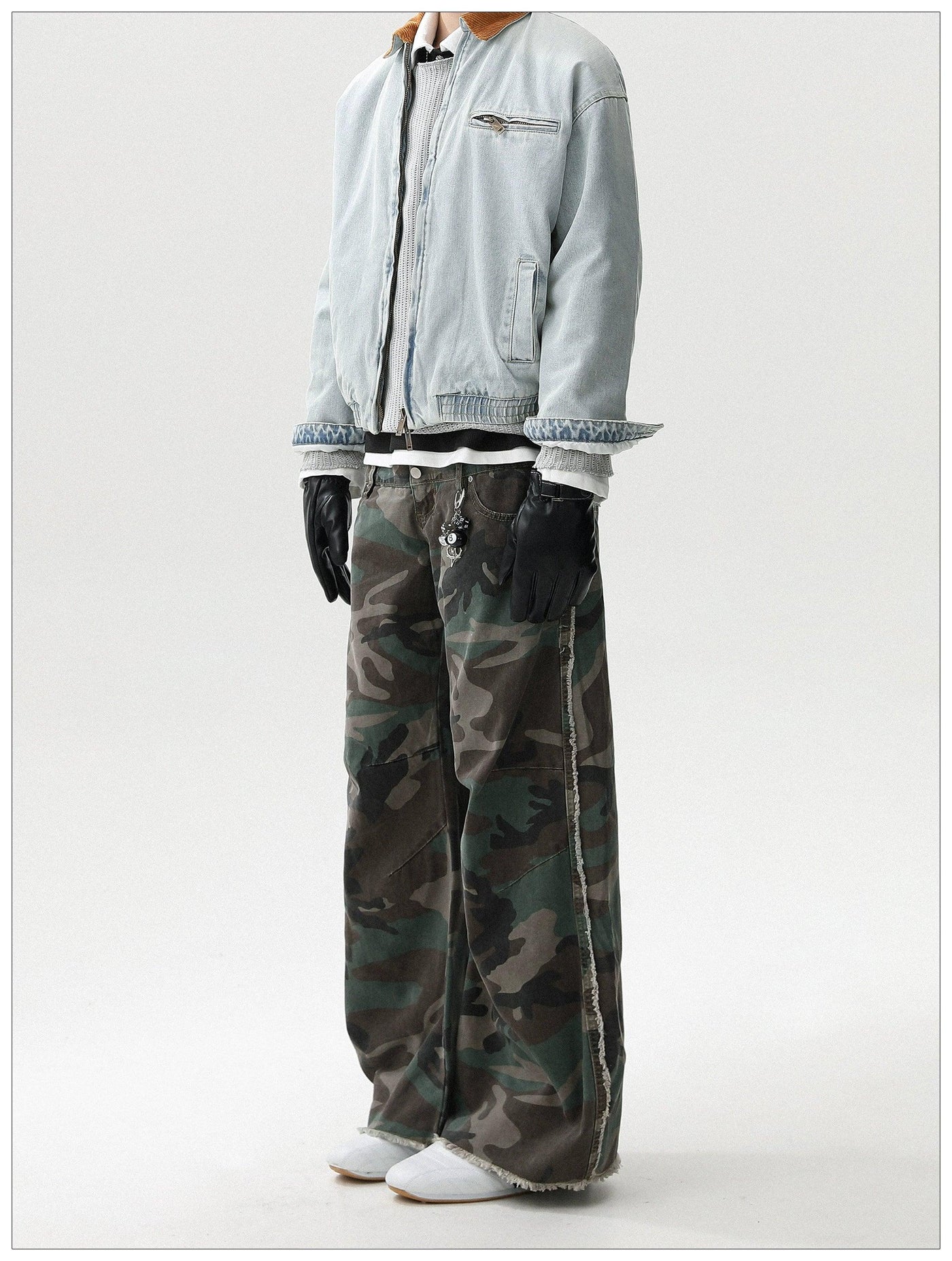 Frayed Lines Camouflage Jeans