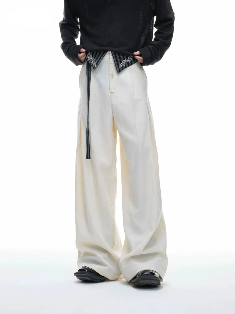 Embroidered High-Waisted Wide Pants