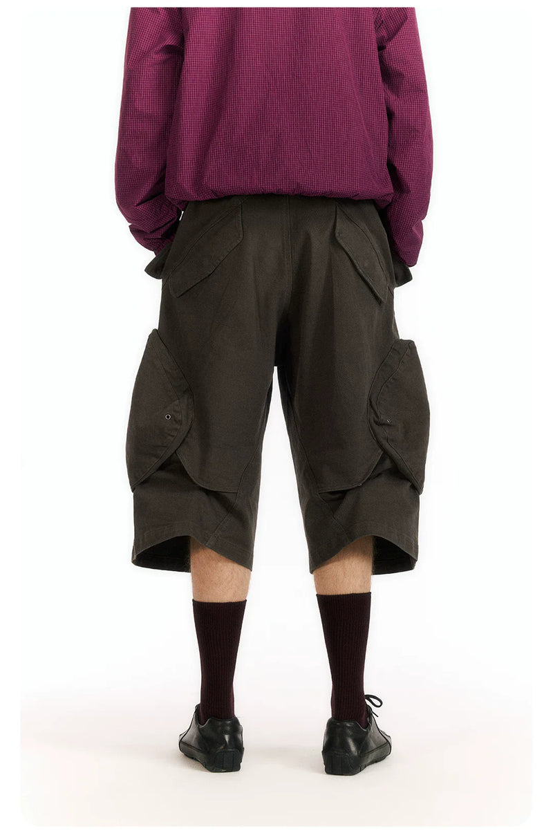 Adjustable Length Embossed Pocket Shorts
