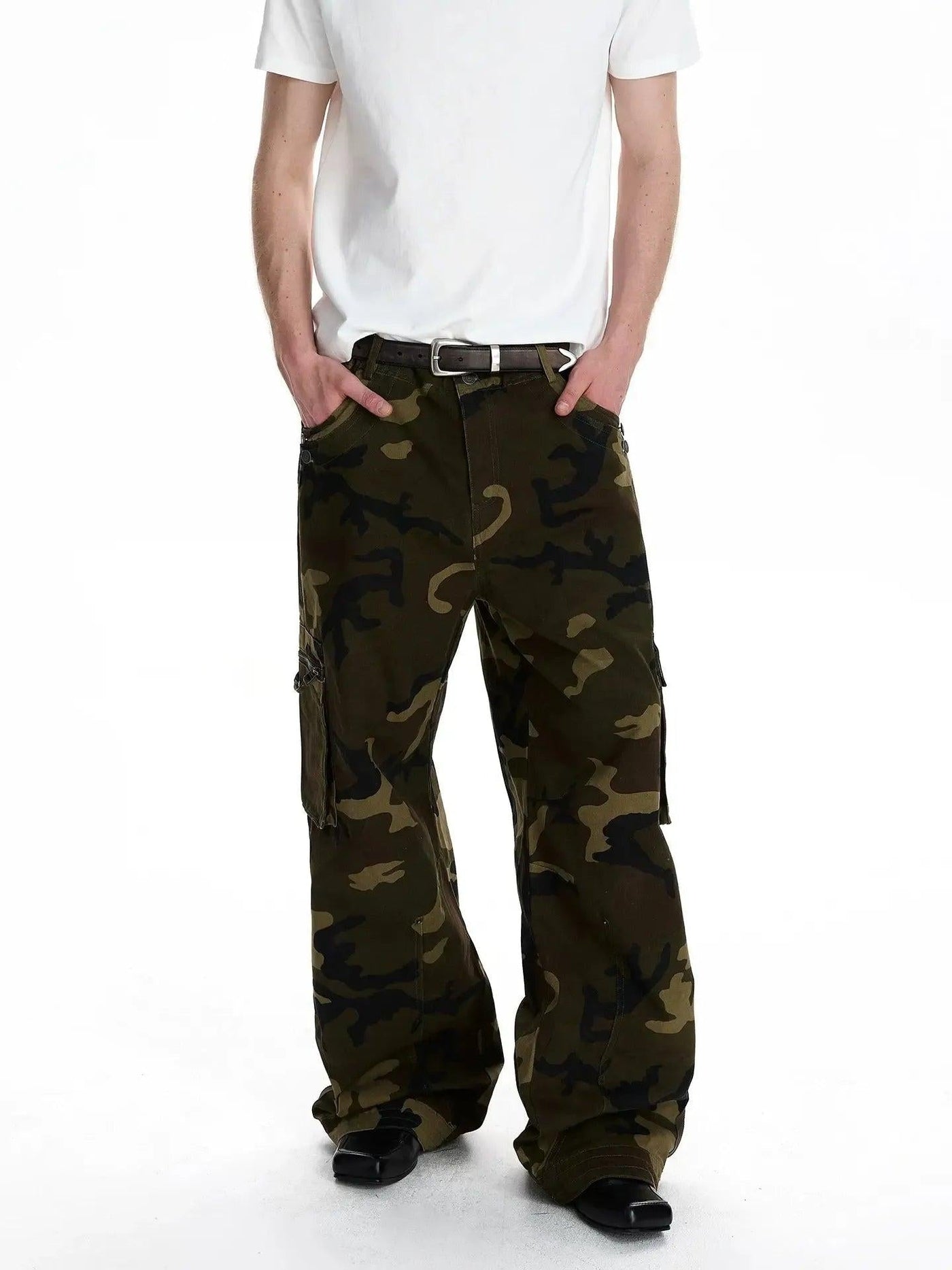 Camo Wide Leg Cargo Pants