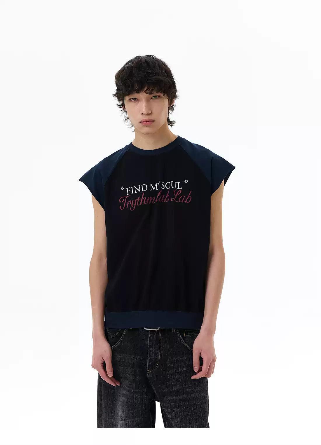 Contrast Spliced Raglan T-Shirt