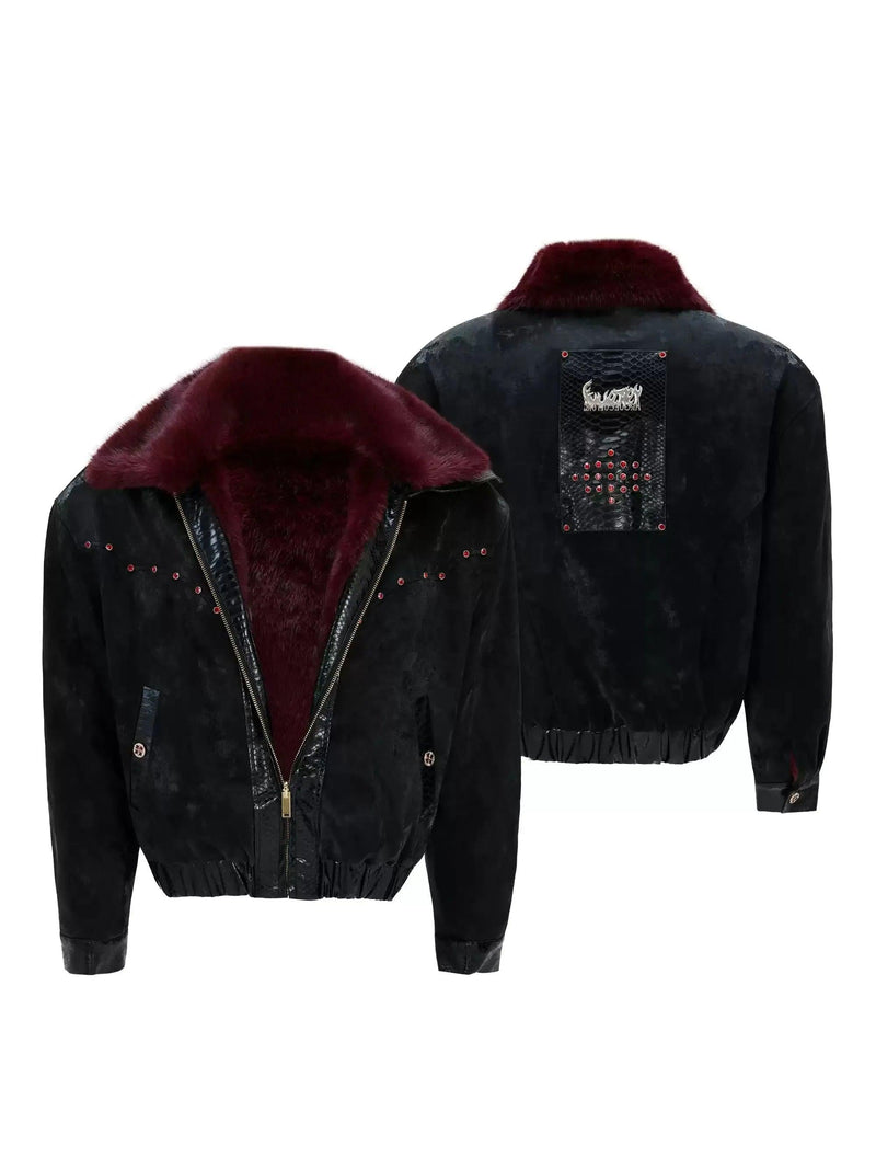Reversible Faux Fur PU Leather Jacket