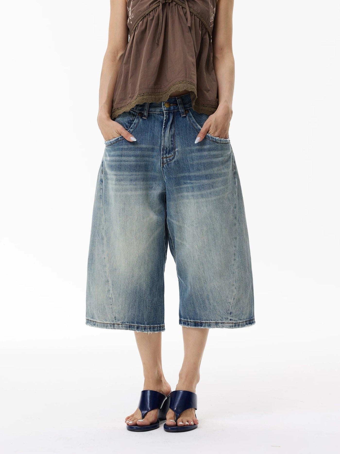 Acid Washed Denim Shorts