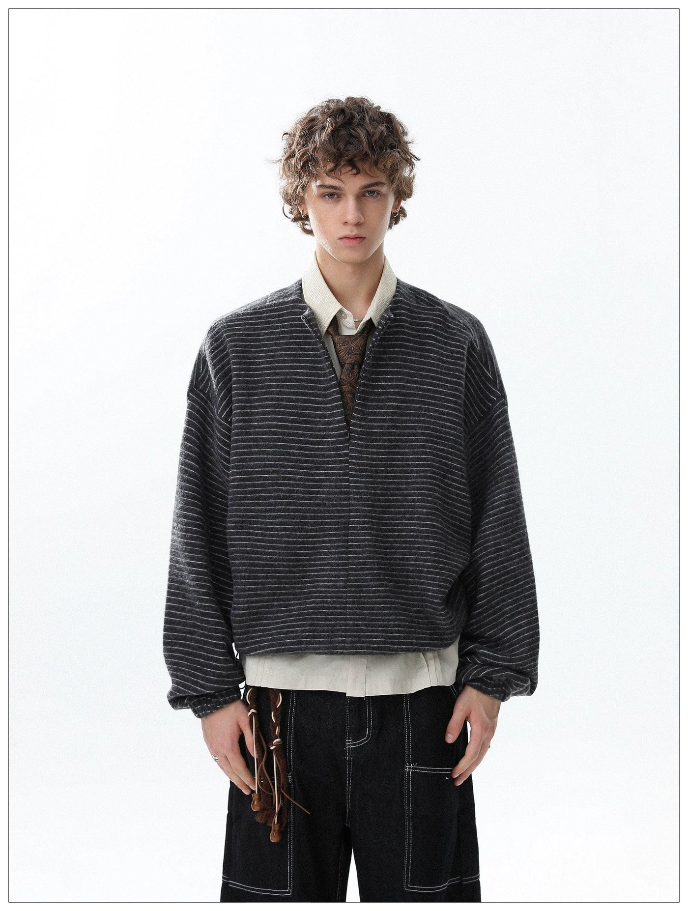 Thin Striped Clean Fit Half-Zip