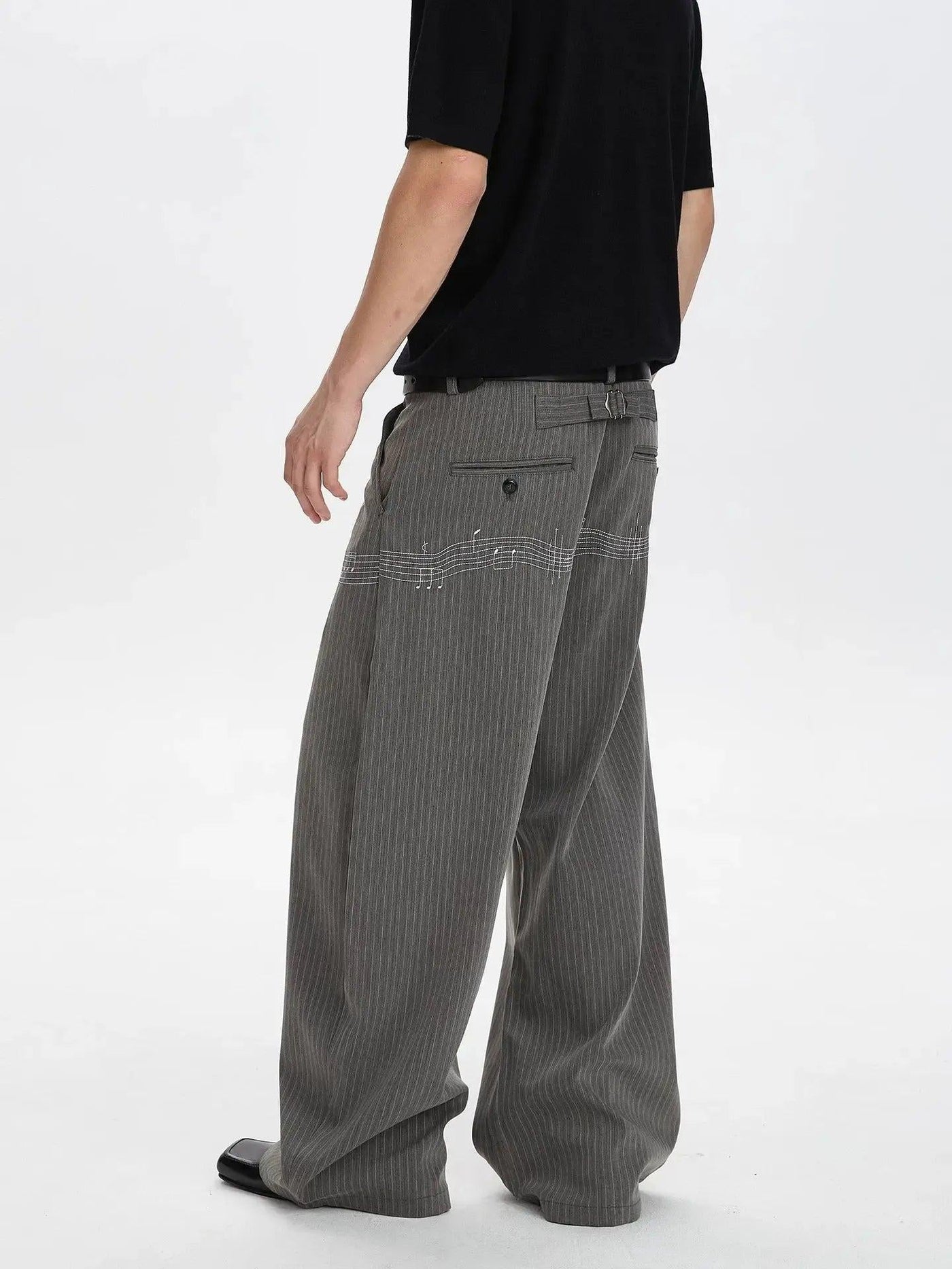 Embroidered Wide Straight Trousers