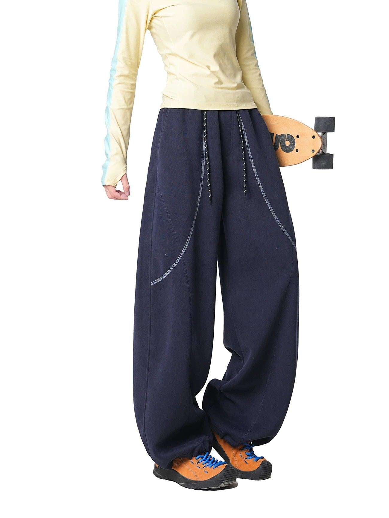 Structured Coverstitched Barrel Sweatpants