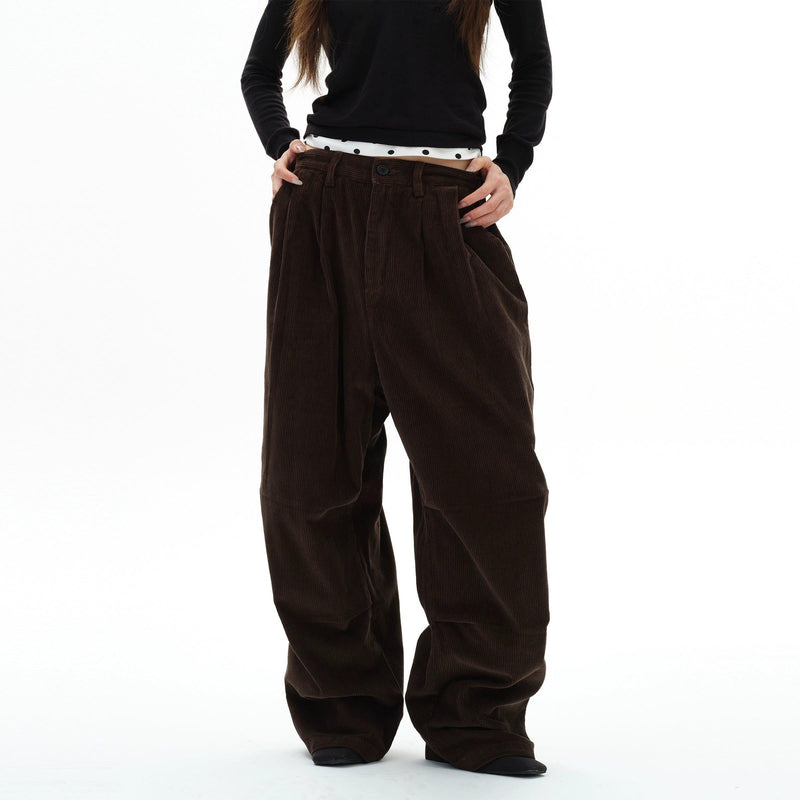 Fold Pleated Corduroy Pants