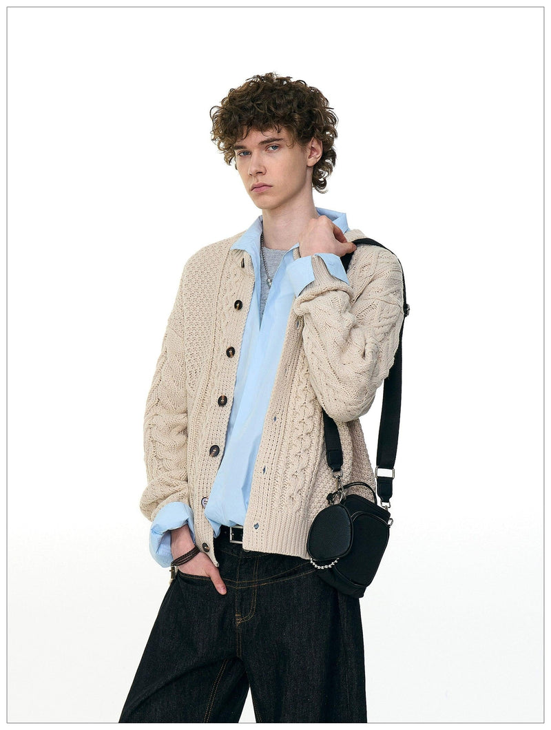Mix Patterns Buttoned Cardigan