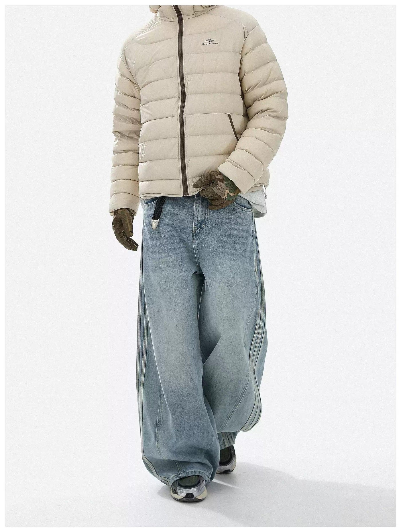 Washed Bar Stripes Jeans