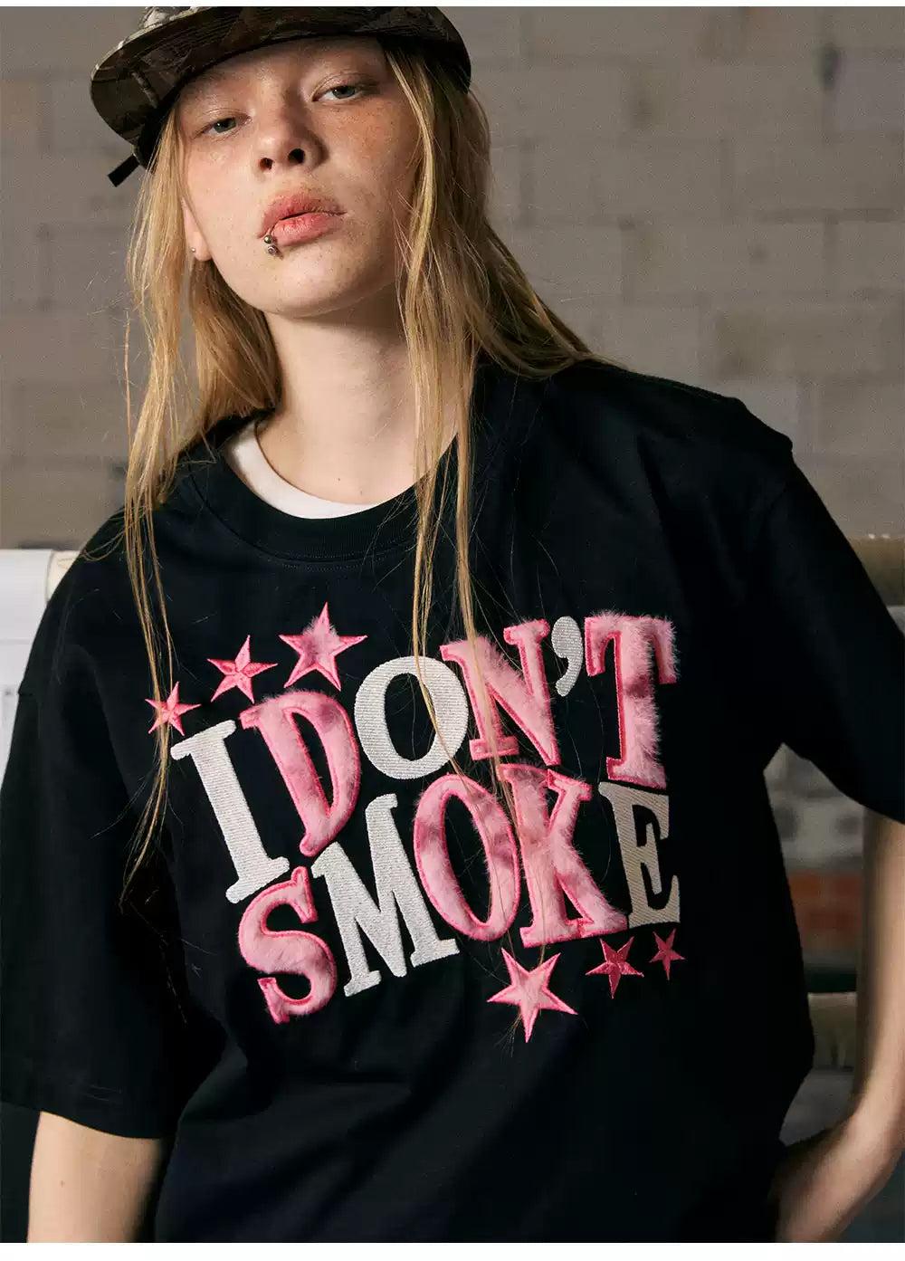 Faux Fur Letter Logo T-Shirt